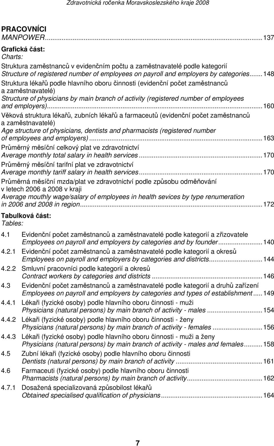 ..148 Struktura lékařů podle hlavního oboru činnosti (evidenční počet zaměstnanců a zaměstnavatelé) Structure of physicians by main branch of activity (registered number of employees and employers).