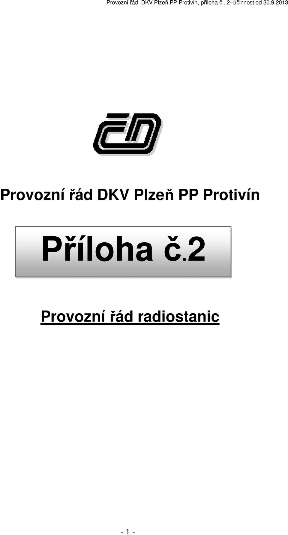 2013 Provozní řád DKV Plzeň PP