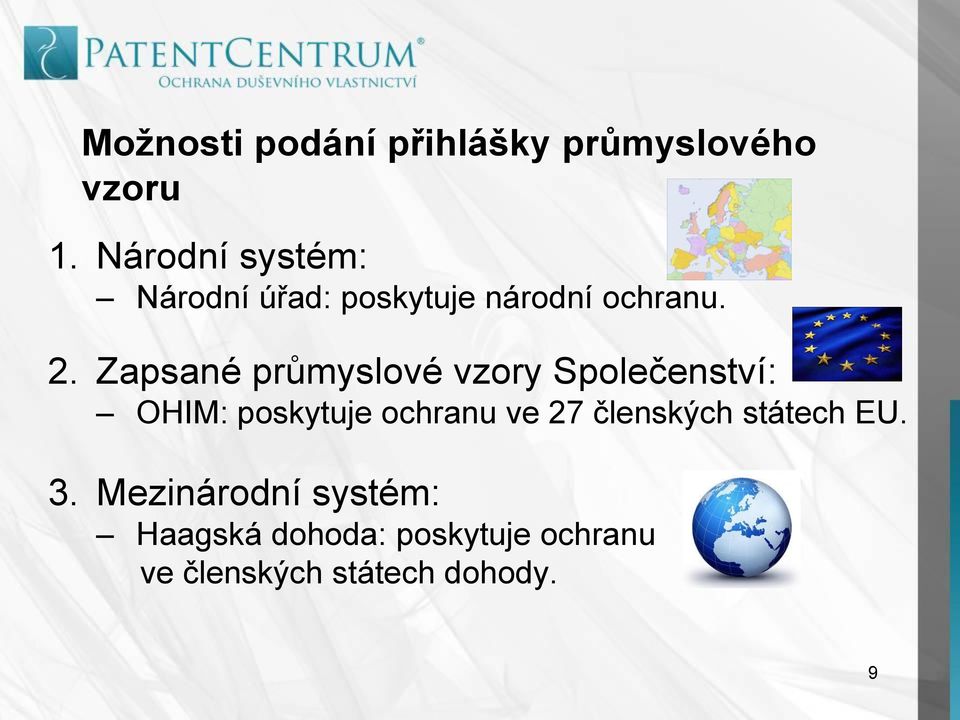 Zapsané průmyslové vzory Společenství: OHIM: poskytuje ochranu ve 27