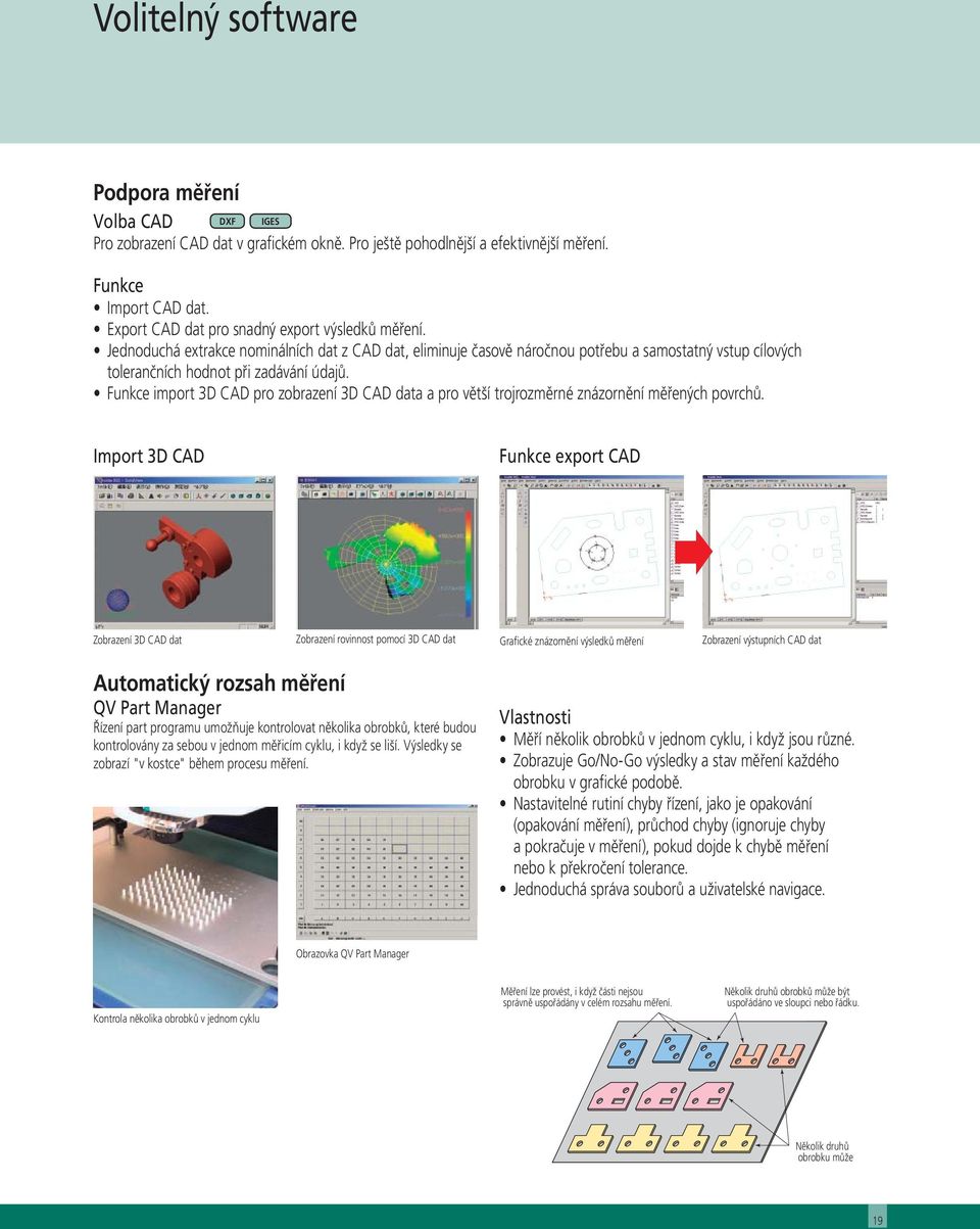 Funkce import 3D CAD pro zobrazení 3D CAD data a pro větší trojrozměrné znázornění měřených povrchů.