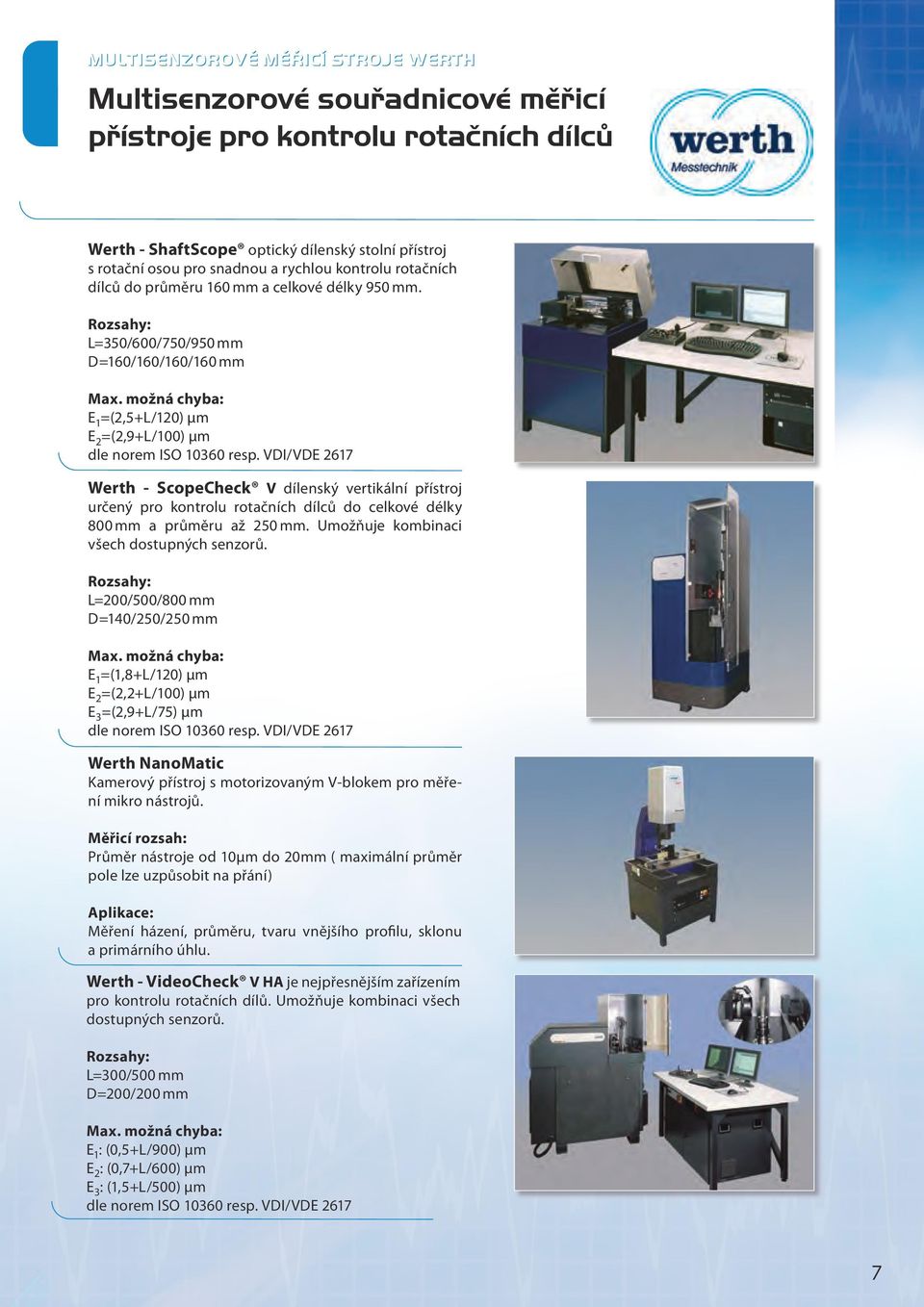 možná chyba: E 1 =(2,5+L/120) µm E 2 =(2,9+L/100) µm dle norem ISO 10360 resp.