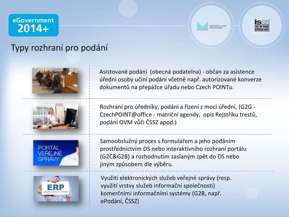 Rozhraní pro úředníky, podání a řízení z moci úřední, (G2G - CzechPOINT@office - matriční agendy, opis Rejstříku trestů, podání OVM vůči ČSSZ apod.