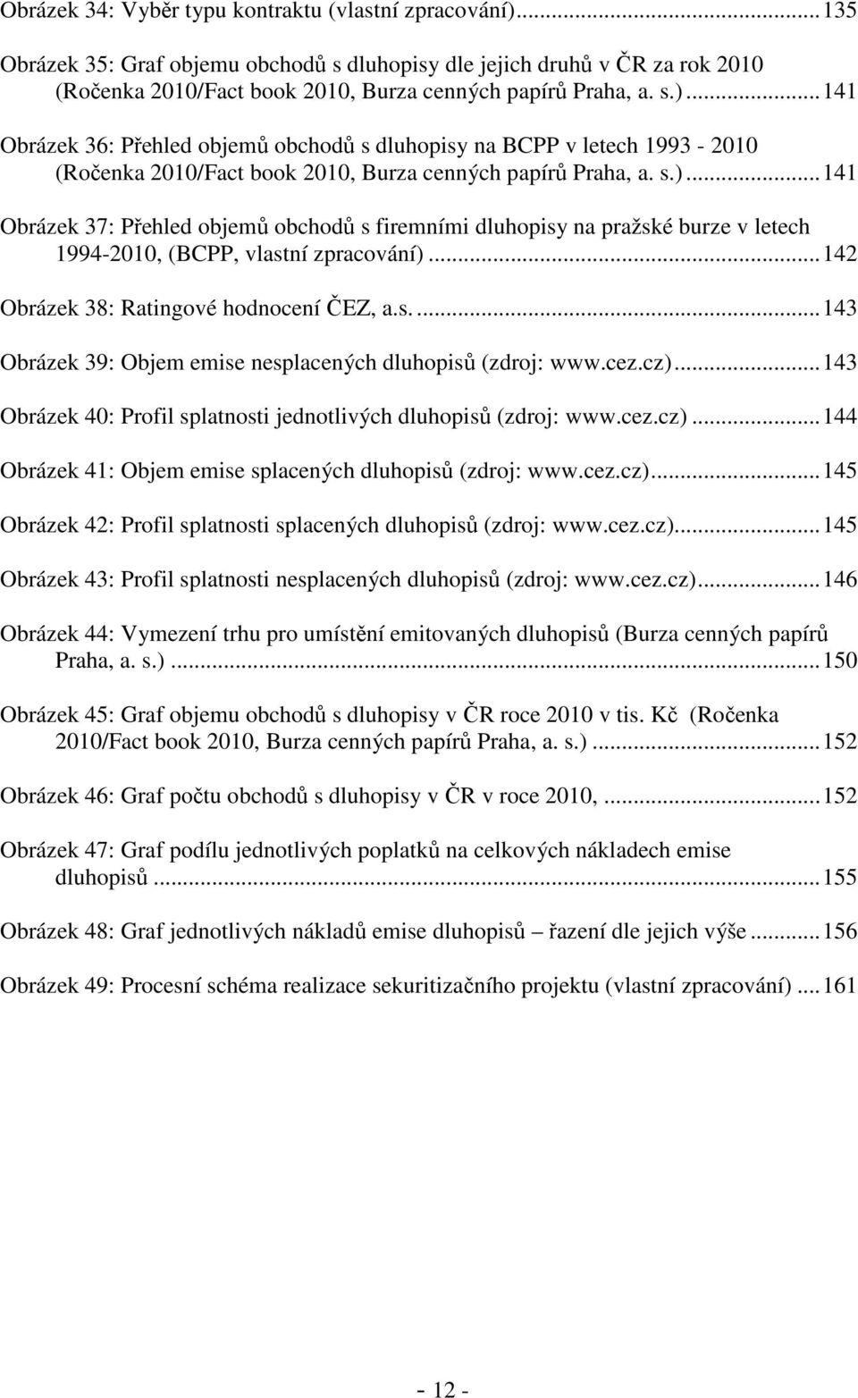 .. 142 Obrázek 38: Ratingové hodnocení ČEZ, a.s.... 143 Obrázek 39: Objem emise nesplacených dluhopisů (zdroj: www.cez.cz)... 143 Obrázek 40: Profil splatnosti jednotlivých dluhopisů (zdroj: www.cez.cz)... 144 Obrázek 41: Objem emise splacených dluhopisů (zdroj: www.