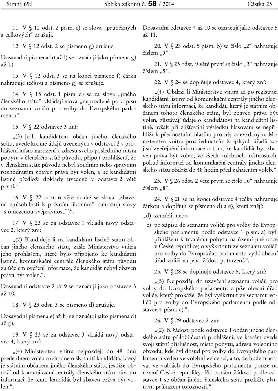 d) se za slova jiného členského státu vkládají slova neprodleně po zápisu do seznamu voličů pro volby do Evropského parlamentu. 15.