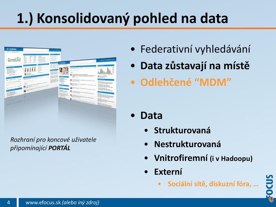 uživatele připomínající PORTÁL Data Strukturovaná