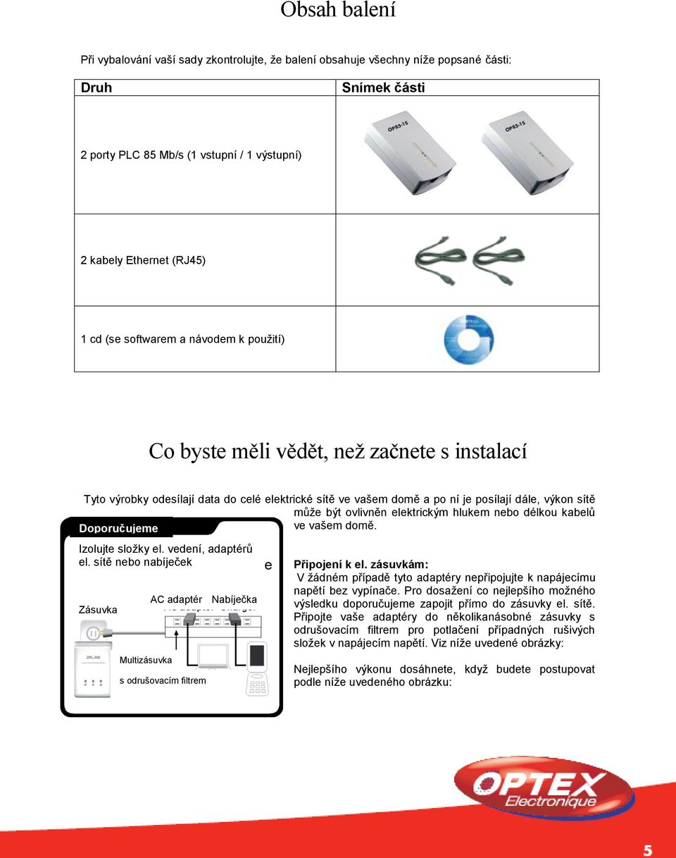 elektrickým hlukem nebo délkou kabelů Doporučujeme ve vašem domě. Izolujte složky el. vedení, adaptérů el.