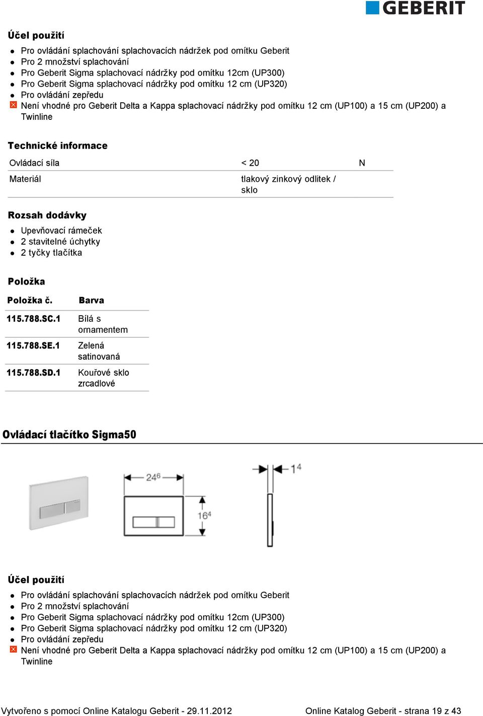 odlitek / sklo Upevňovací rámeček 2 stavitelné úchytky 2 tyčky tlačítka 115.788.SC.1 115.788.SE.1 115.788.SD.