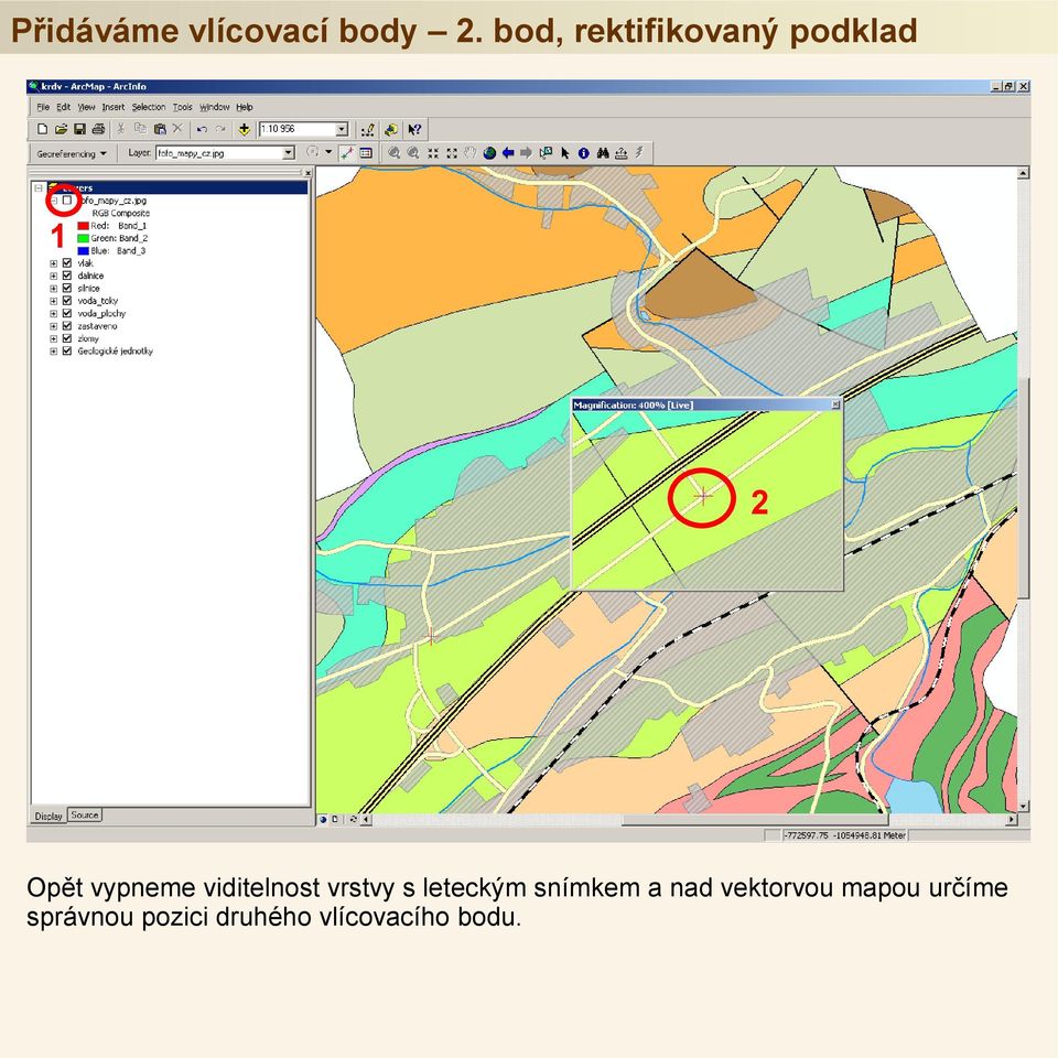 viditelnost vrstvy s leteckým snímkem a nad