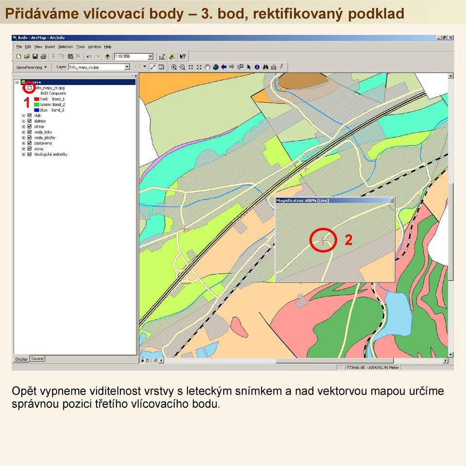 viditelnost vrstvy s leteckým snímkem a nad