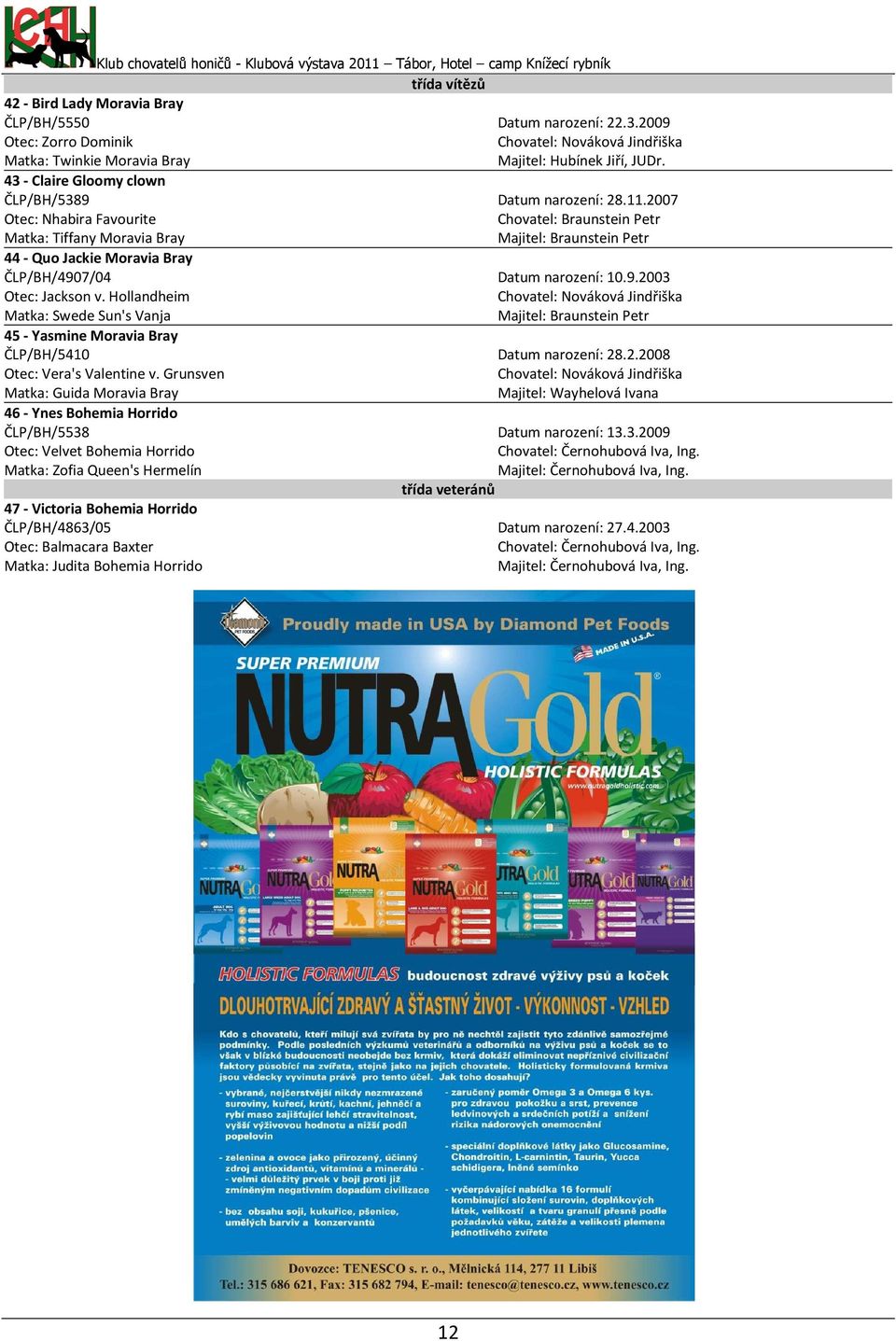 2007 Otec: Nhabira Favourite Chovatel: Braunstein Petr Matka: Tiffany Moravia Bray Majitel: Braunstein Petr 44 - Quo Jackie Moravia Bray ČLP/BH/4907/04 Datum narození: 10.9.2003 Otec: Jackson v.