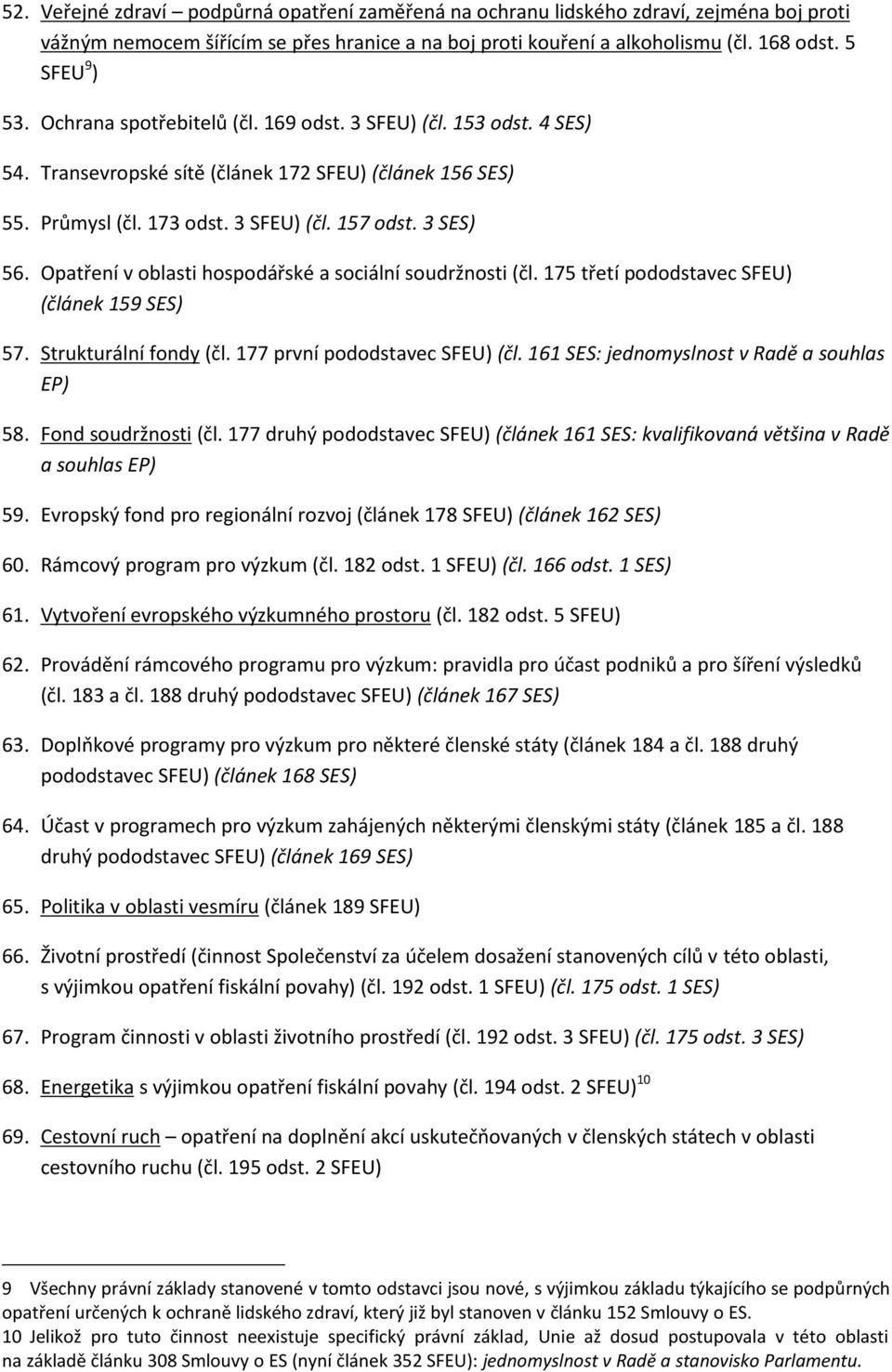 Opatření v oblasti hospodářské a sociální soudržnosti (čl. 175 třetí pododstavec SFEU) (článek 159 SES) 57. Strukturální fondy (čl. 177 první pododstavec SFEU) (čl.