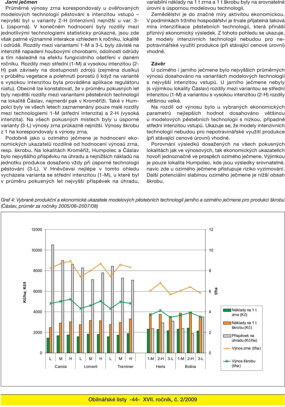 Rozdíly mezi variantami 1-M a 3-L byly závislé na intenzitě napadení houbovými chorobami, odolnosti odrůdy a tím následně na efektu fungicidního ošetření v daném ročníku.