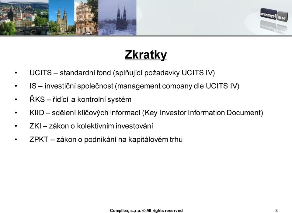 sdělení klíčových informací (Key Investor Information Document) ZKI zákon o