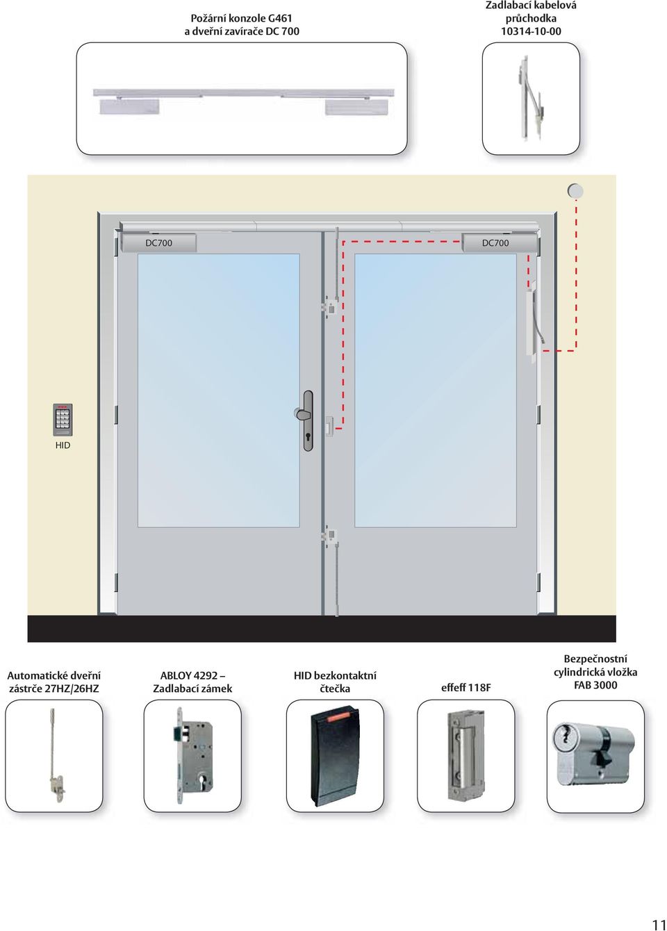 dveřní zástrče 27HZ/26HZ ABLOY 4292 Zadlabací zámek HID