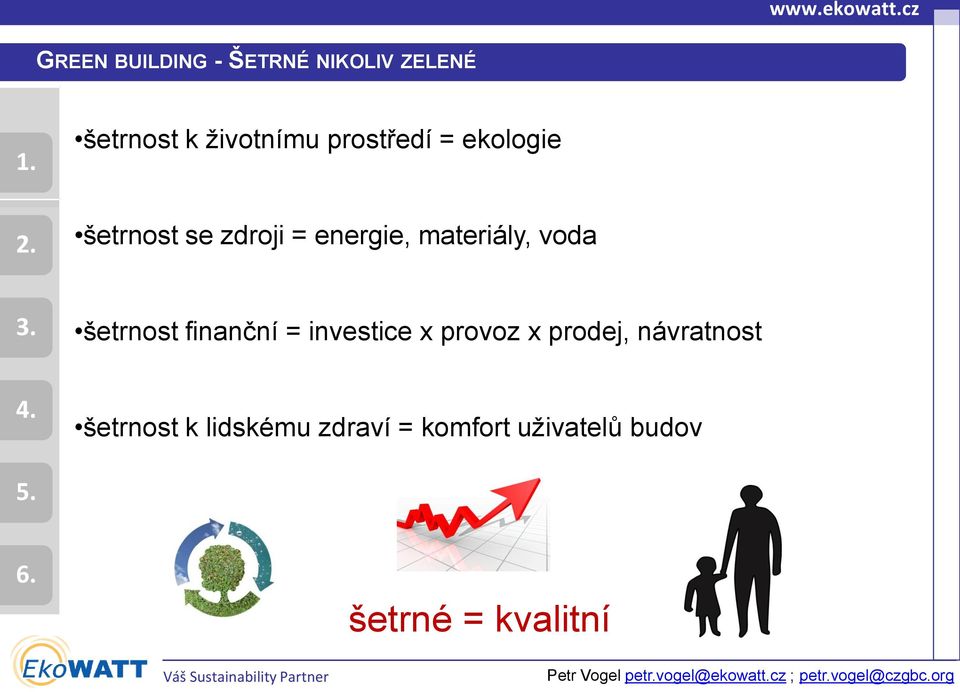 voda 3. šetrnost finanční = investice x provoz x prodej, návratnost 4.