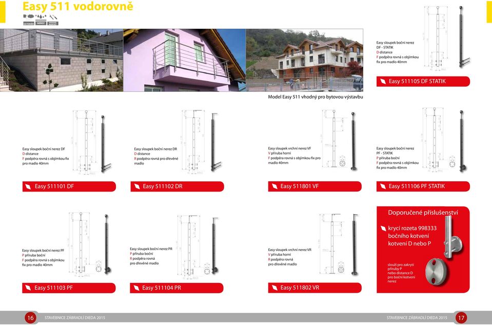 fix pro madlo 40mm Easy 511101 DF Easy 511102 DR Easy 511801 VF Easy 511106 PF STATIK Volitelné příslušenství Doporučené příslušenství Easy sloupek boční PF F podpěra rovná s objímkou fix pro madlo