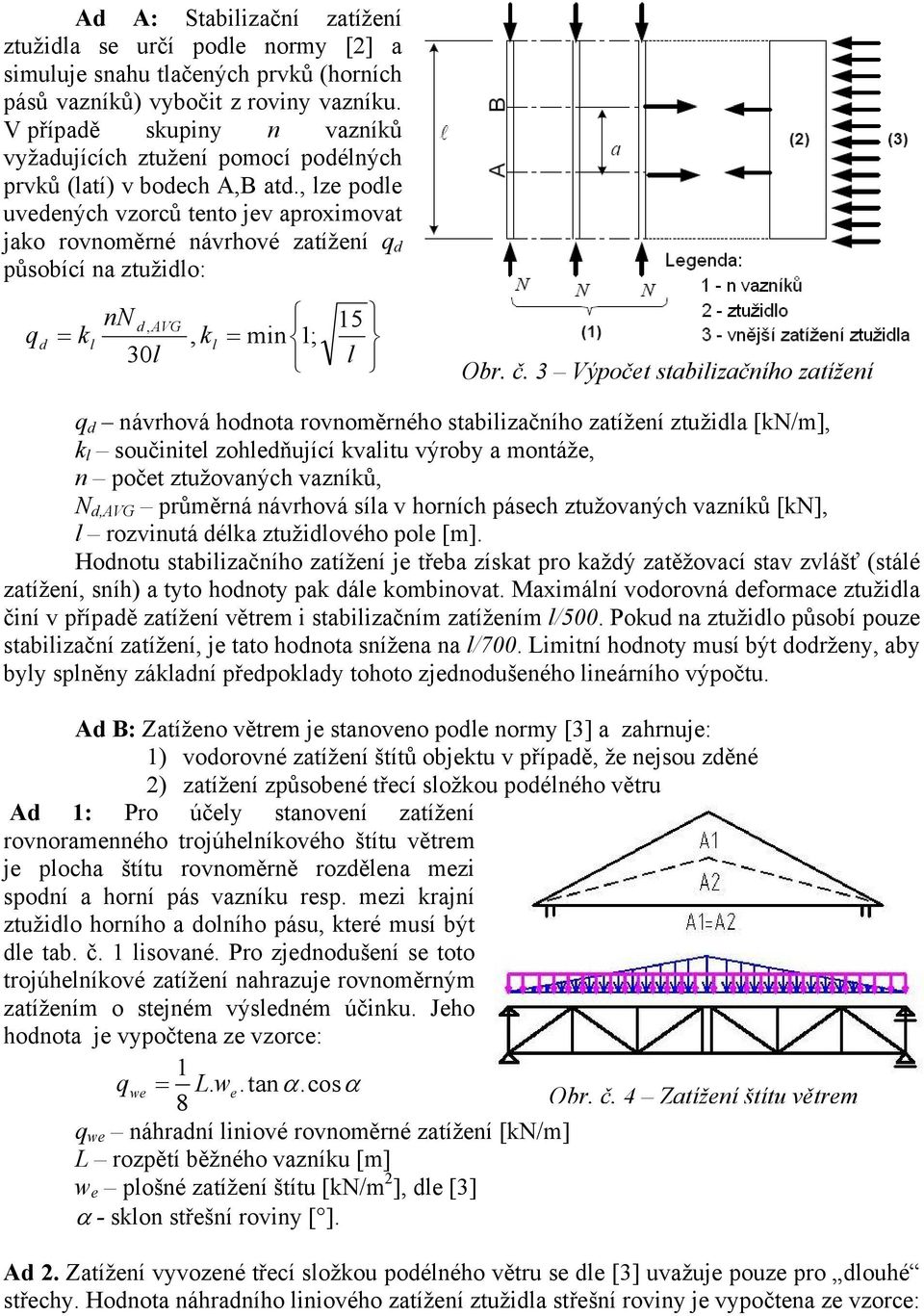 , ze pode uvedených vzorců tento jev aproximovat jako rovnoměrné návrhové zatížení q d působící na ztužido: q d = k nn d, AVG 30, k = min 1; 15 Obr. č.