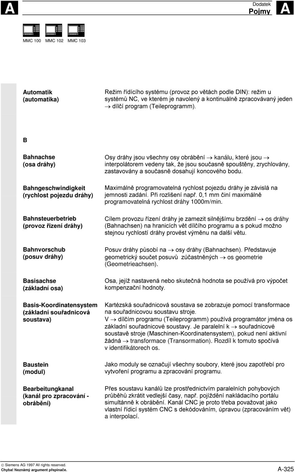 Basis-Koordinatensystem " soustava) Baustein (modul) Bearbeitungkanal (kanál pro zpracování - -) "%) + 9%) ) " kanálu, které jsou " ) < + * 9)< #)%")< #") * %+,% 1 3I" " )% +# "%) + #"" + # "1! #9!