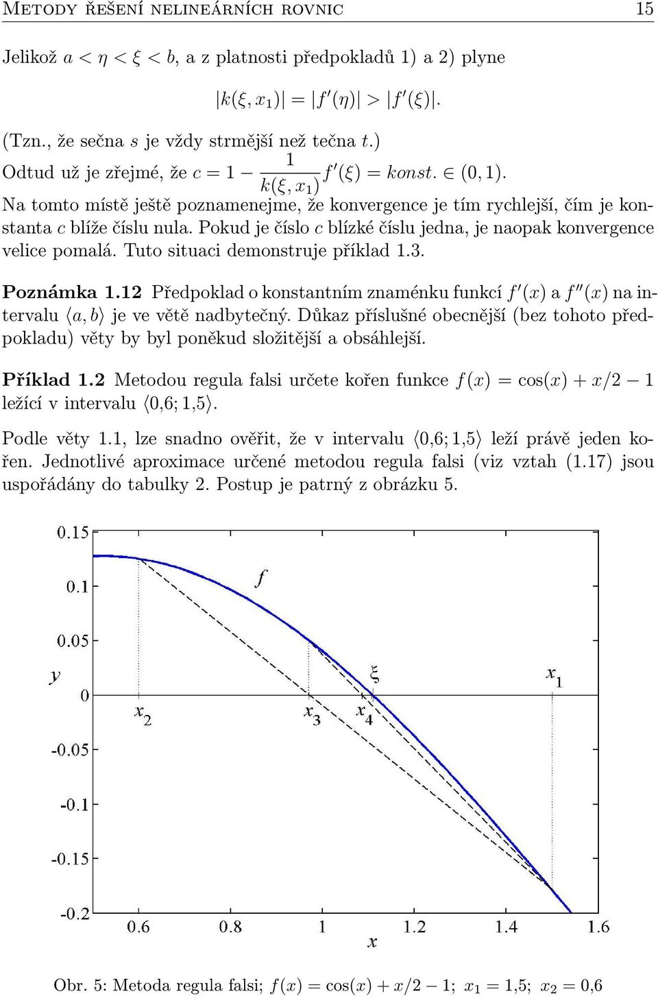 Pokud je číslo c blízké číslu jedna, je naopak konvergence velice pomalá. Tuto situaci demonstruje příklad 1.3. Poznámka 1.