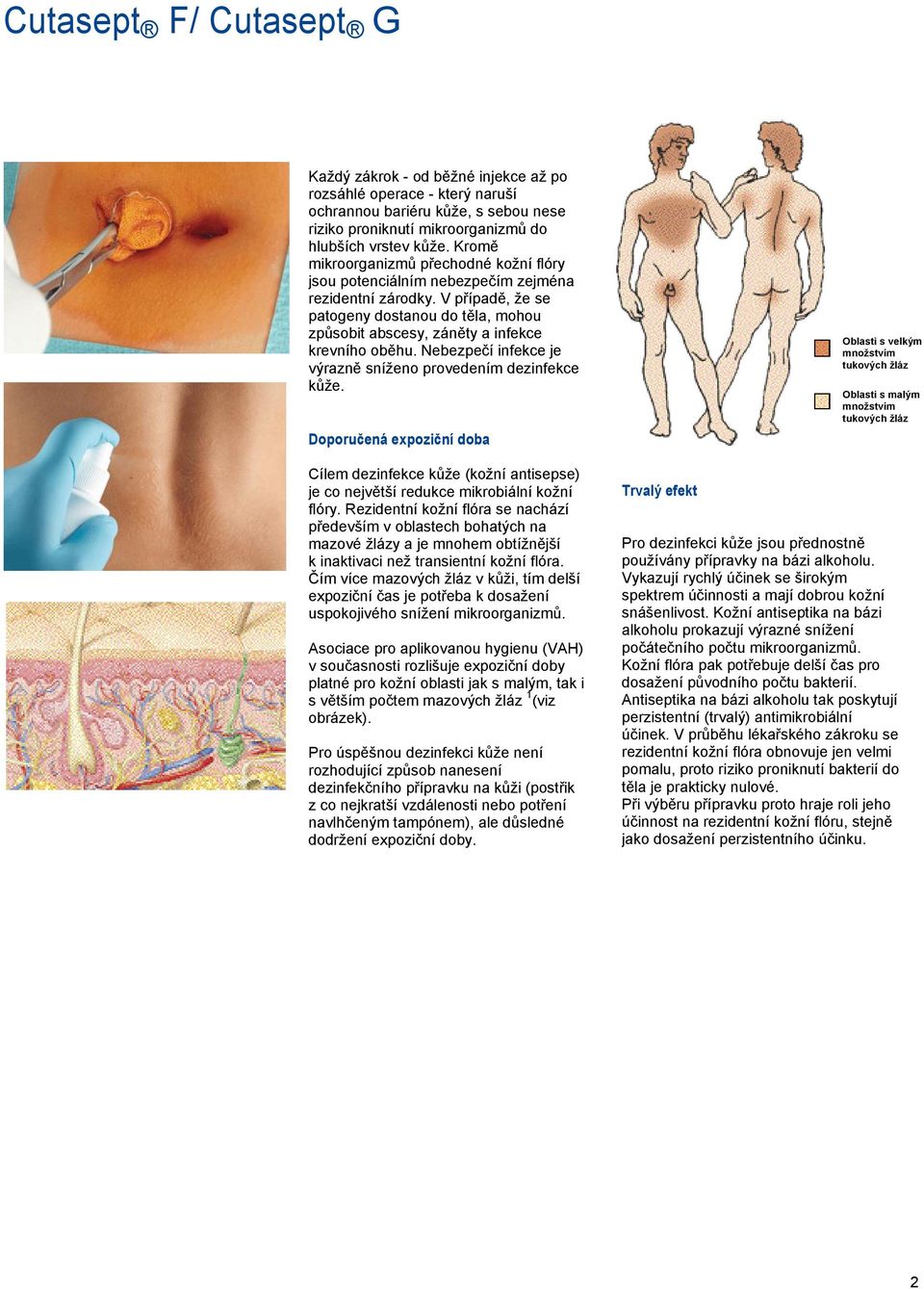 Nebezpečí infekce je výrazně sníženo provedením dezinfekce kůže. Doporučená expoziční doba Cílem dezinfekce kůže (kožní antisepse) je co největší redukce mikrobiální kožní flóry.