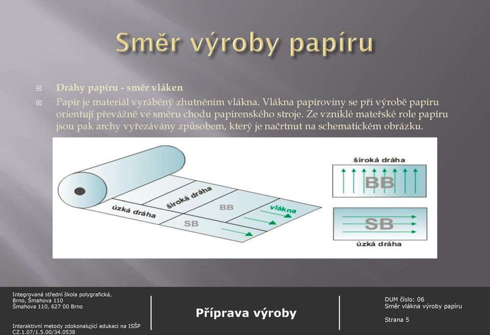 chodu papírenského stroje.