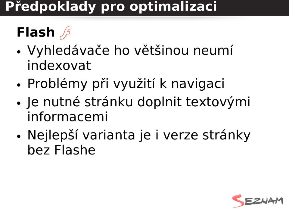 navigaci Je nutné stránku doplnit textovými