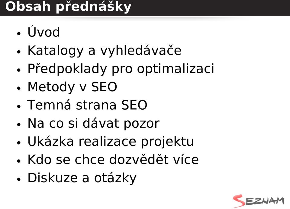 strana SEO Na co si dávat pozor Ukázka