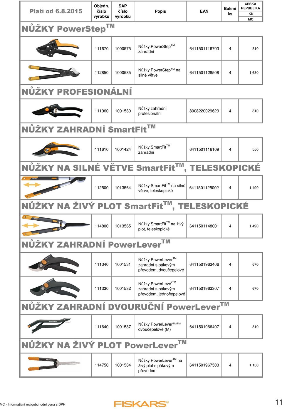 silné větve, teleskopické 611501125002 1 90 NŮŽKY NA ŽIVÝ PLOT SmartFit TM, TELESKOPICKÉ 11800 1013565 Nůžky SmartFit TM na živý plot, teleskopické 61150118001 1 90 NŮŽKY ZAHRADNÍ PowerLever TM 11130