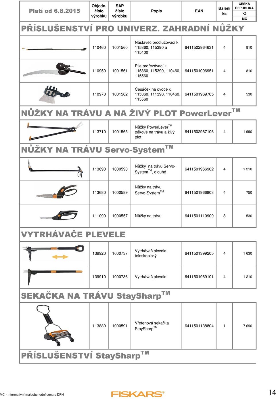 ovoce k 115360, 111390, 11060, 115560 611501969705 530 NŮŽKY NA TRÁVU A NA ŽIVÝ PLOT PowerLever TM 113710 1001565 Nůžky PowerLever TM pákové na trávu a živý plot 611502967106 1 990 NŮŽKY NA TRÁVU