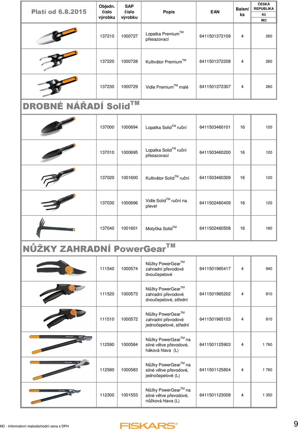 Vidle Solid TM ruční na plevel 6115026009 16 120 13700 1001601 Motyčka Solid TM 61150260508 16 180 NŮŽKY ZAHRADNÍ PowerGear TM 11150 100057 Nůžky PowerGear TM zahradní převodové dvoučepelové