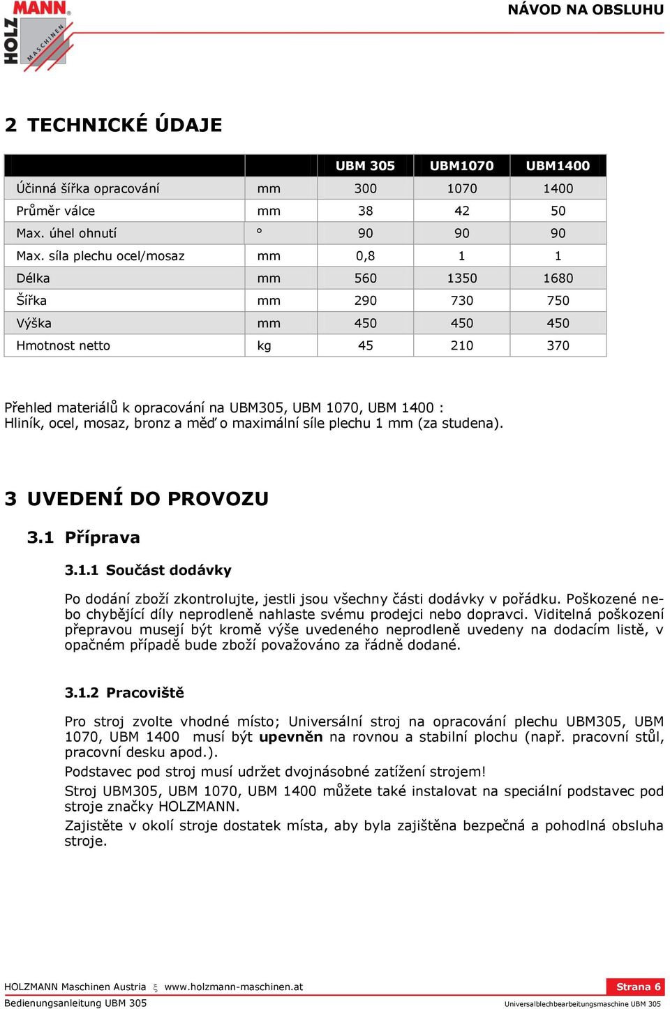 ocel, mosaz, bronz a měď o maximální síle plechu 1 mm (za studena). 3 UVEDENÍ DO PROVOZU 3.1 Příprava 3.1.1 Součást dodávky Po dodání zboží zkontrolujte, jestli jsou všechny části dodávky v pořádku.