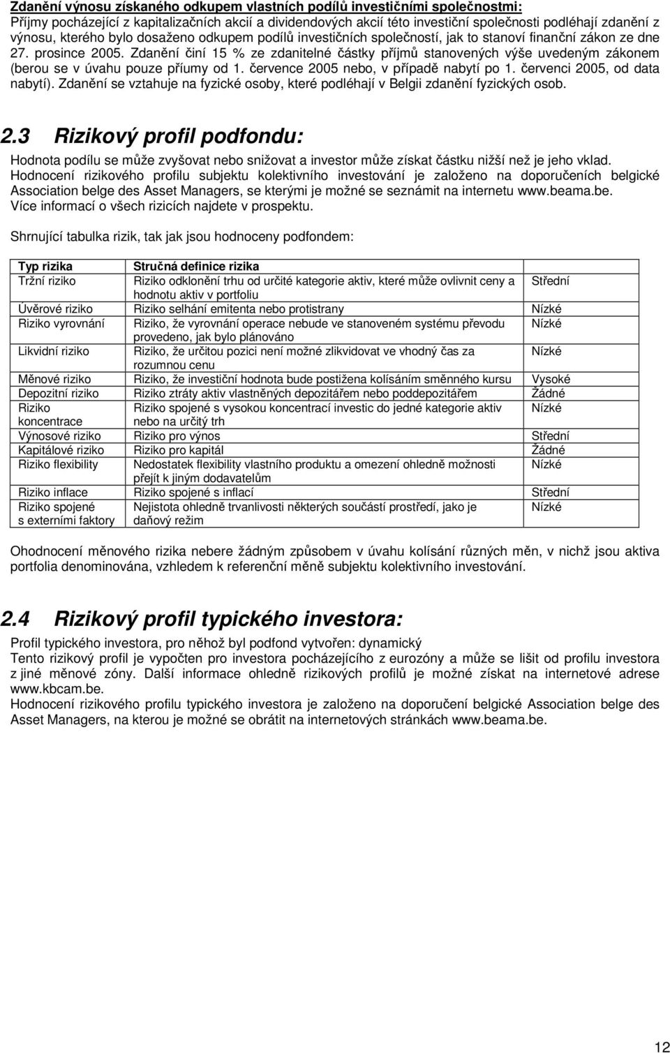 Zdanění činí 15 % ze zdanitelné částky příjmů stanovených výše uvedeným zákonem (berou se v úvahu pouze příumy od 1. července 2005 nebo, v případě nabytí po 1. červenci 2005, od data nabytí).