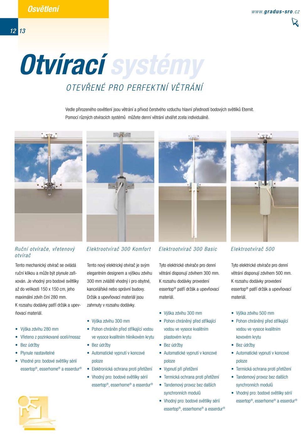 Ruční otvírače, vřetenový otvírač Elektrootvírač 300 Komfort Elektrootvírač 300 Basic Elektrootvírač 500 Tento mechanický otvírač se ovládá Tento nový elektrický otvírač je svým Tyto elektrické