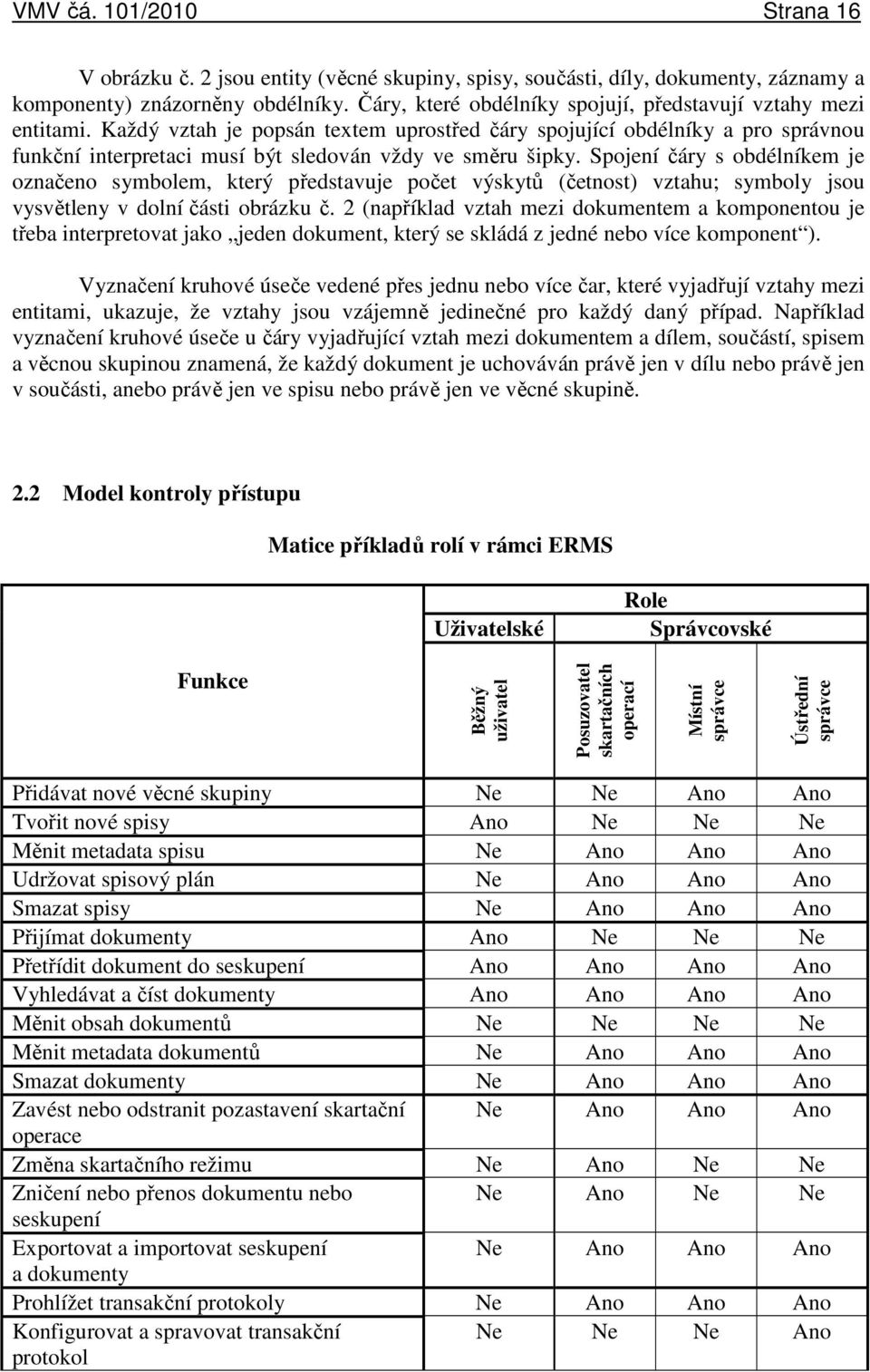 Každý vztah je popsán textem uprostřed čáry spojující obdélníky a pro správnou funkční interpretaci musí být sledován vždy ve směru šipky.