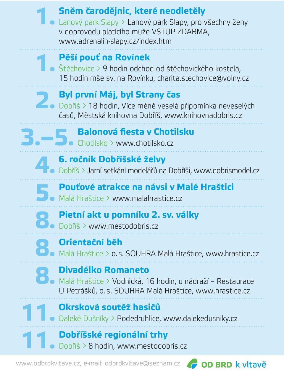 cz Byl první Máj, byl Strany čas Dobříš > 18 hodin, Více méně veselá připomínka neveselých časů, Městská knihovna Dobříš, www.knihovnadobris.cz Balonová fiesta v Chotilsku Chotilsko > www.chotilsko.