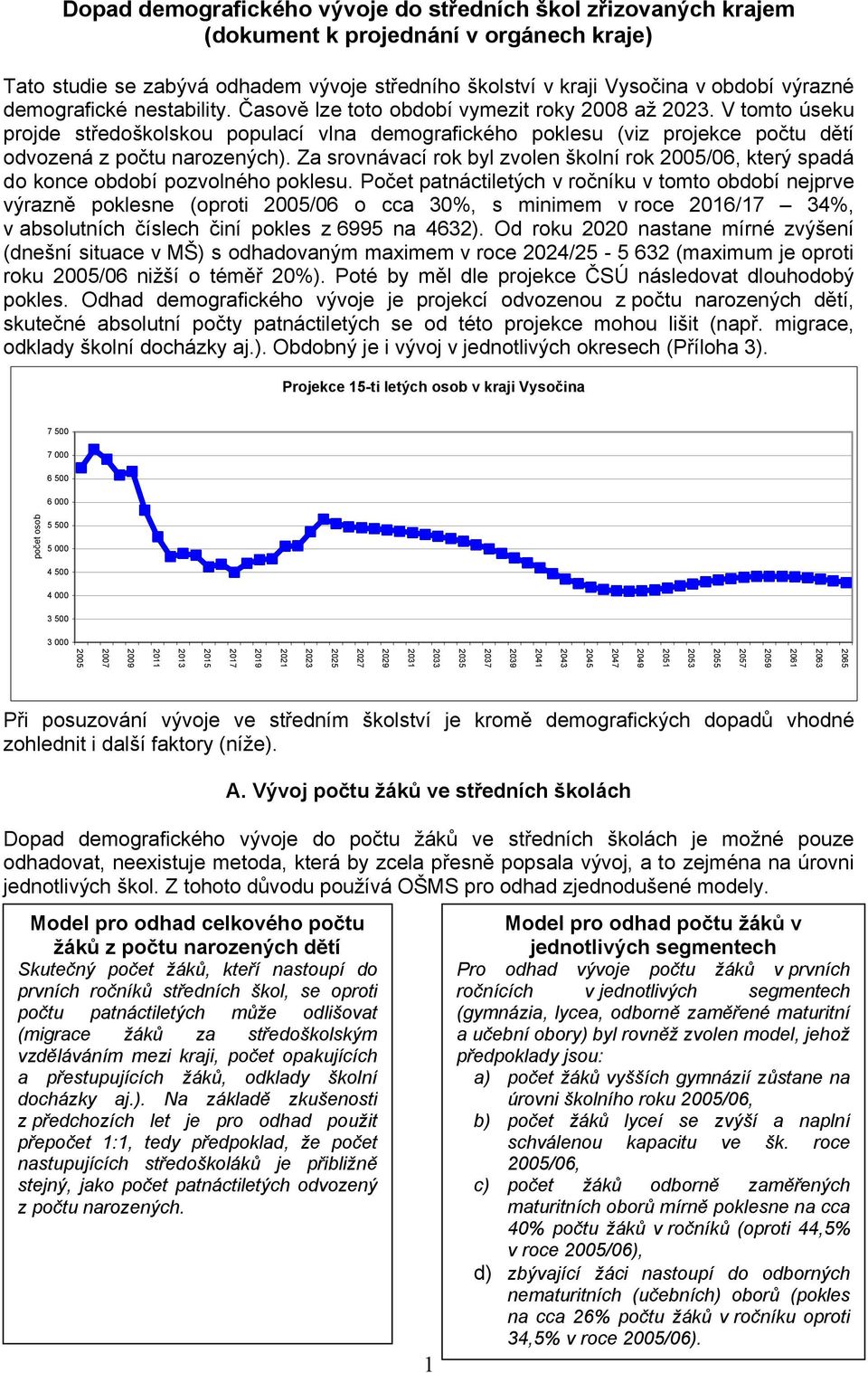 V tomto úseku projde středoškolskou populací vlna demografického poklesu (viz projekce počtu dětí odvozená z počtu narozených).