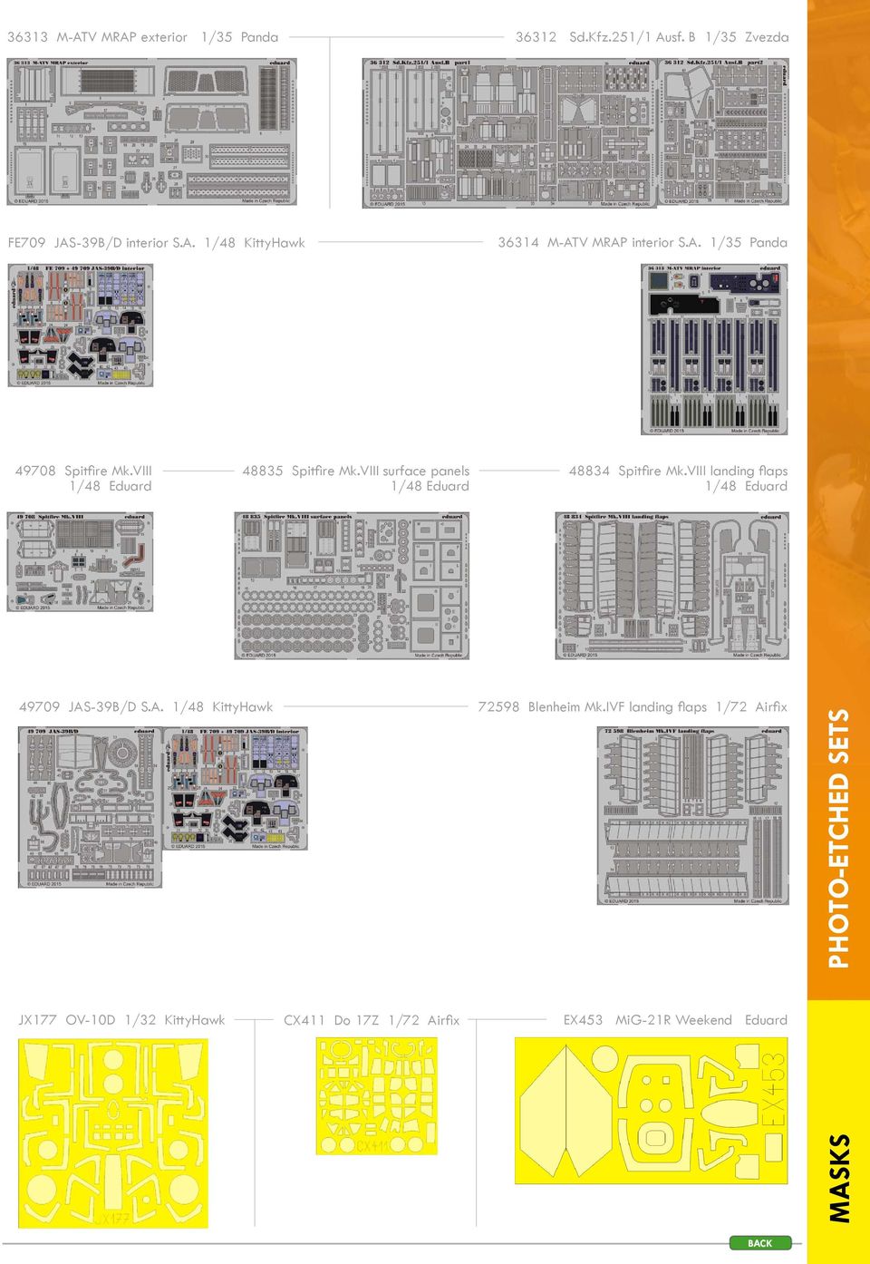 VIII landing flaps 49709 JAS-39B/D S.A. 1/48 KittyHawk 72598 Blenheim Mk.