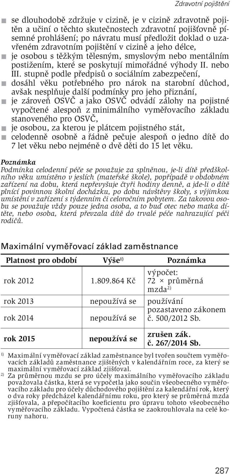 stupně podle předpisů o sociálním zabezpečení, dosáhl věku potřebného pro nárok na starobní důchod, avšak nesplňuje další podmínky pro jeho přiznání, je zároveň a jako odvádí zálohy na pojistné