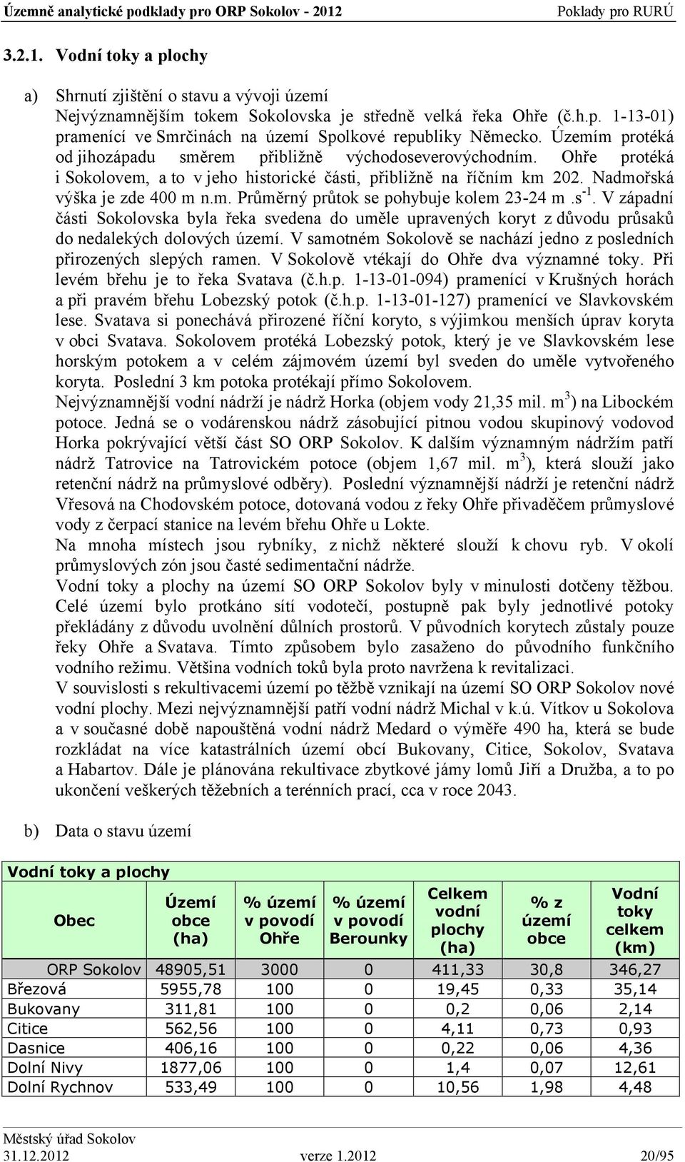 s. V západní části Sokolovska byla řeka svedena do uměle upravených koryt z důvodu průsaků do nedalekých dolových území. V samotném Sokolově se nachází jedno z posledních přirozených slepých ramen.