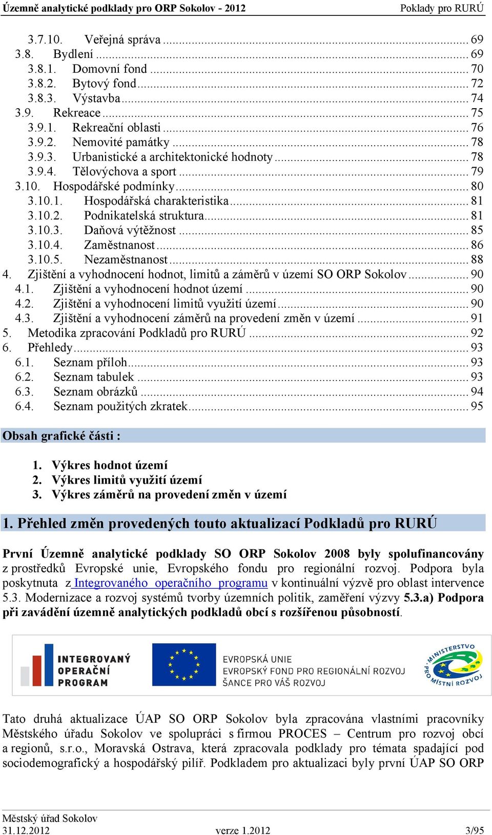 .. 85... Zaměstnanost... 86..5. Nezaměstnanost... 88. Zjištění a vyhodnocení hodnot, limitů a záměrů v území SO ORP Sokolov... 9.. Zjištění a vyhodnocení hodnot území... 9.. Zjištění a vyhodnocení limitů využití území.