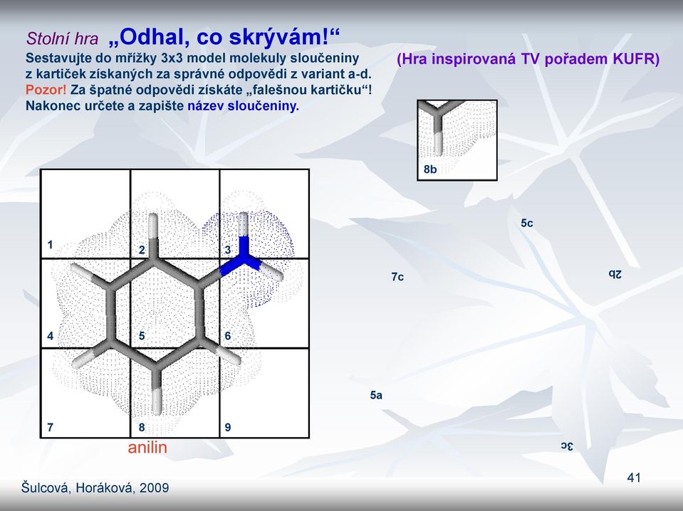 odpovědi z variant a-d. Pozor! Za špatné odpovědi získáte falešnou kartičku!