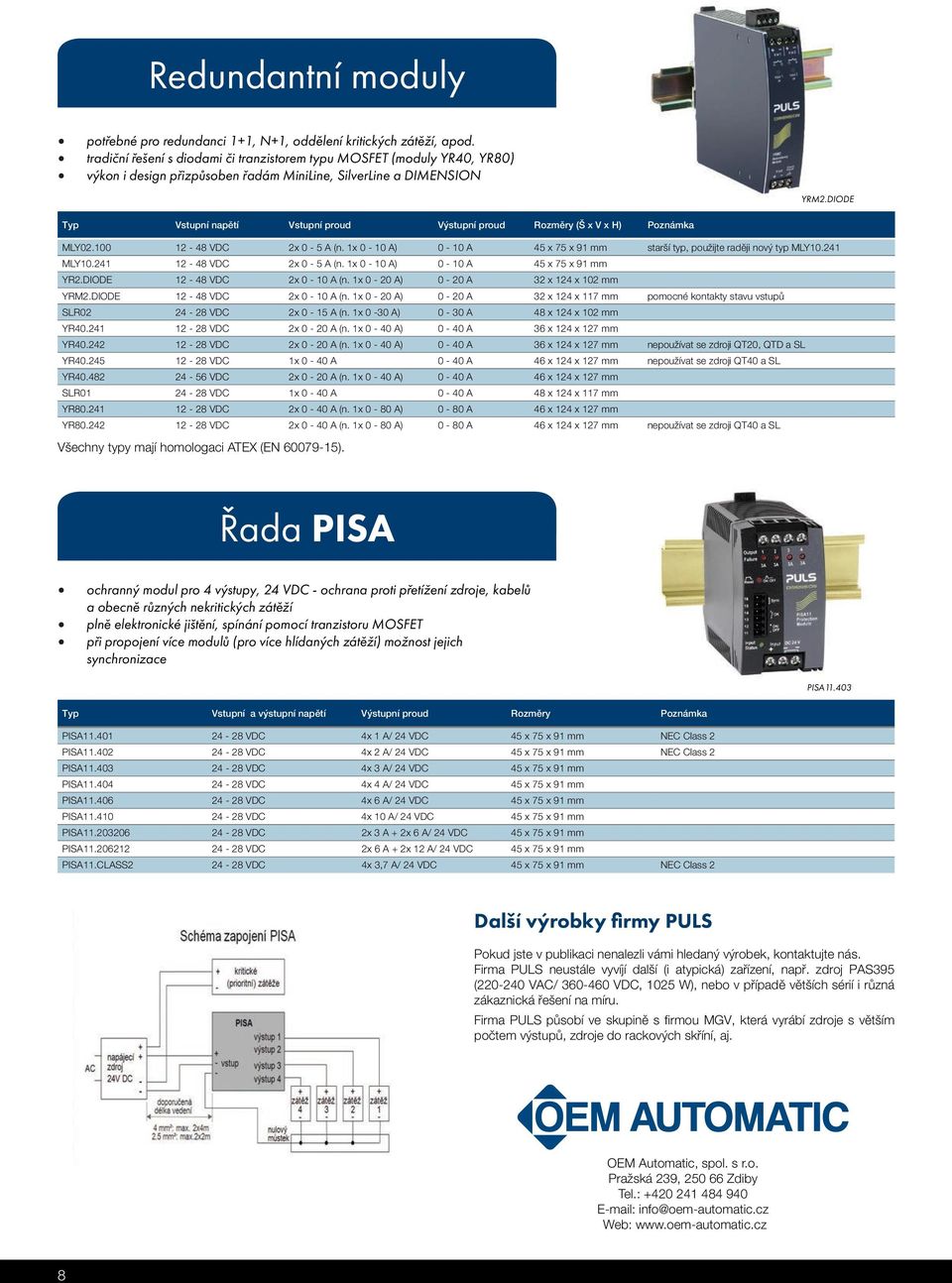 DIODE Typ Vstupní napětí Vstupní proud Výstupní proud Rozměry (Š x V x H) Poznámka MLY02.100 12-48 VDC 2x 0-5 A (n. 1x 0-10 A) 0-10 A 45 x 75 x 91 mm starší typ, použijte raději nový typ MLY10.