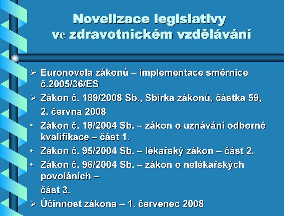 18/2004 Sb. zákon o uznávání odborné kvalifikace část 1. Zákon č. 95/2004 Sb.