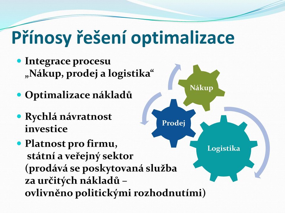 Prodej Platnost pro firmu, Logistika státní a veřejný sektor