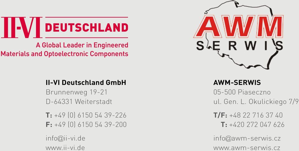 de www.ii-vi.de AWM-SERWIS 05-500 Piaseczno ul. Gen. L.