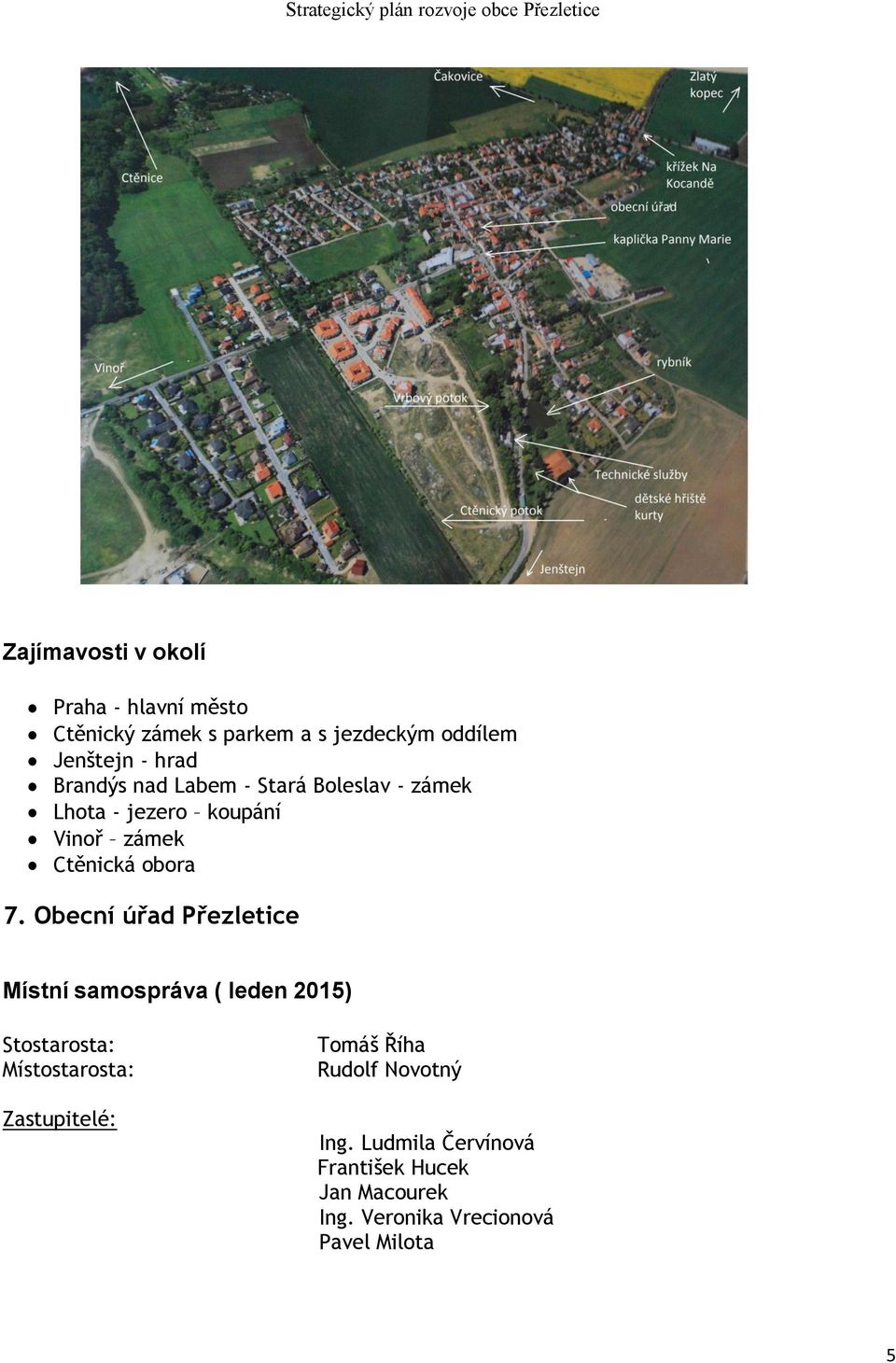 Obecní úřad Přezletice Místní samospráva ( leden 2015) Stostarosta: Místostarosta: Zastupitelé: Tomáš