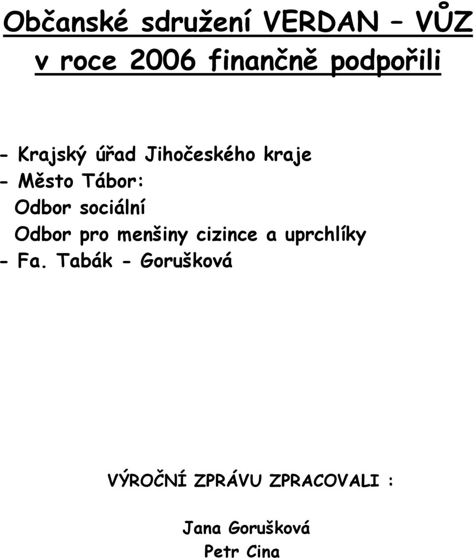 sociální Odbor pro menšiny cizince a uprchlíky - Fa.