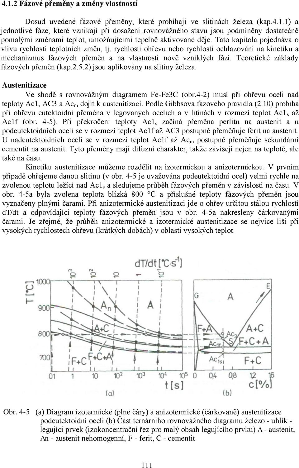 Teoretické základy fázových přeměn (kap.2.5.2) jsou aplikovány na slitiny železa. Austenitizace Ve shodě s rovnovážným diagramem Fe-Fe3C (obr.