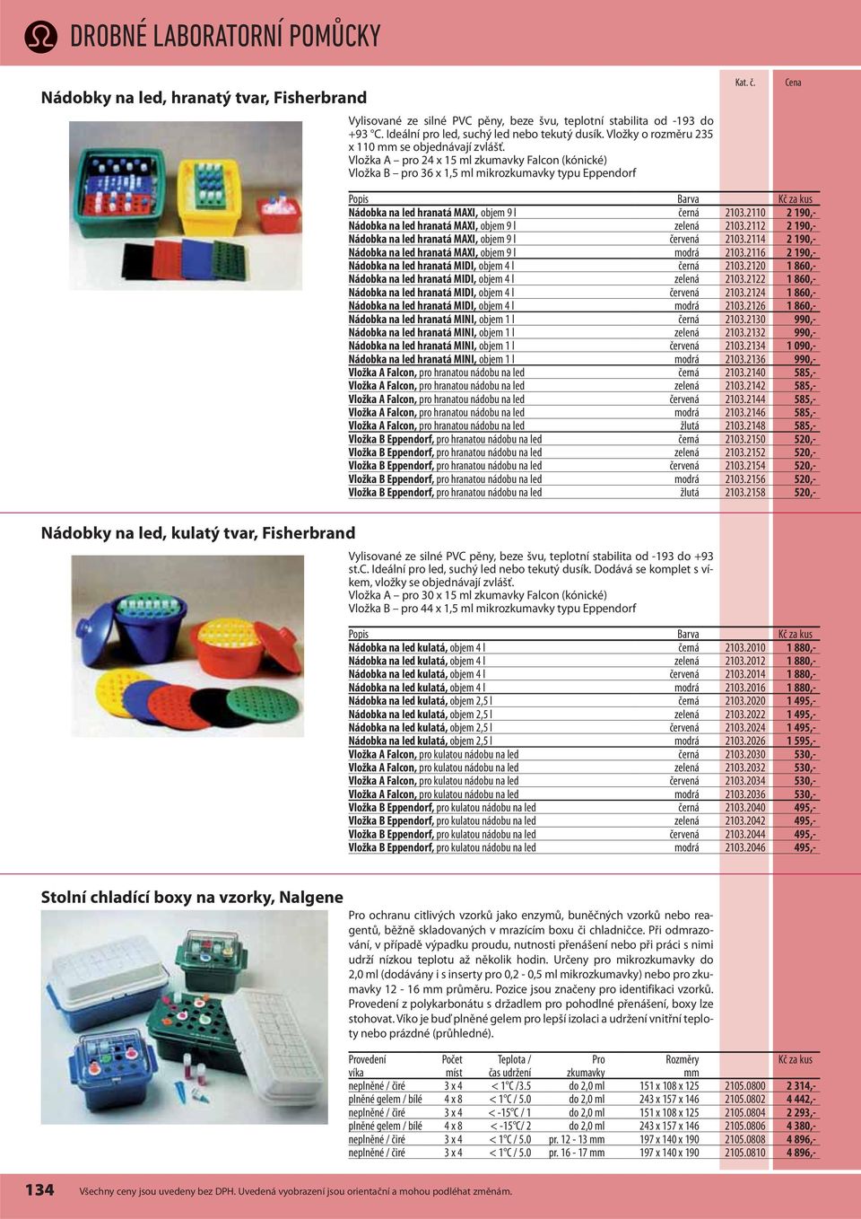 Vložka A pro 24 x 15 zkumavky Falcon (kónické) Vložka B pro 36 x 1,5 mikrozkumavky typu Eppendorf Barva Nádobka na led hranatá MAXI, objem 9 l černá 2103.