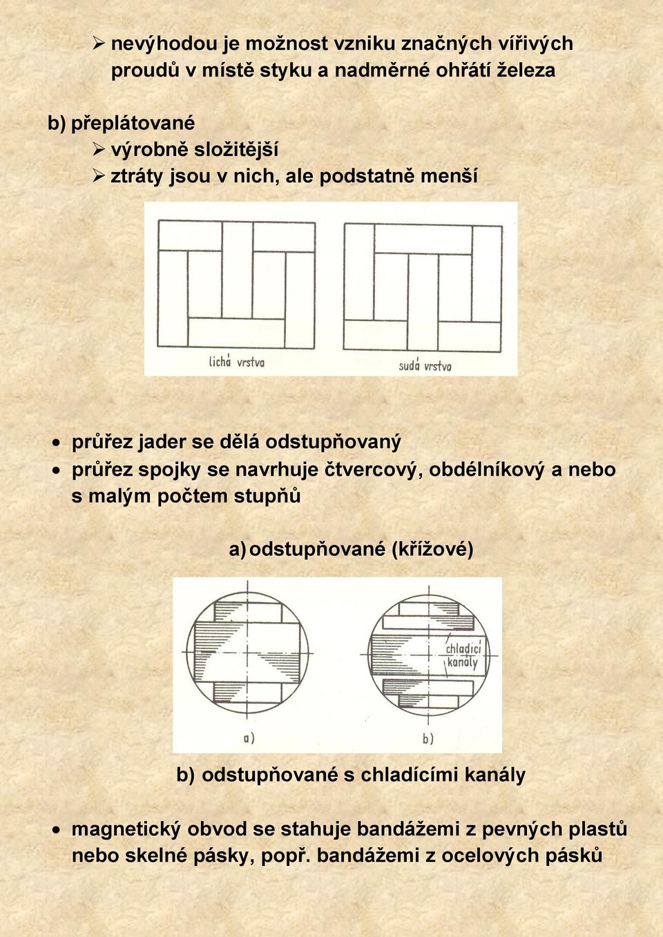 navrhuje čtvercový, obdélníkový a nebo s malým počtem stupňů a) odstupňované (křížové) b) odstupňované s